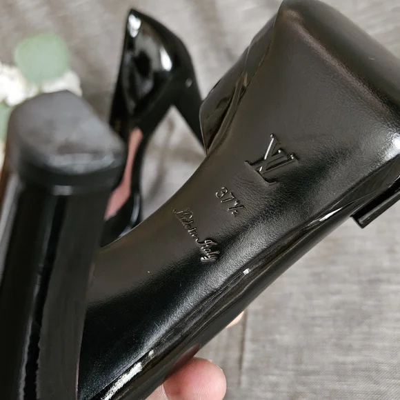 Louis Vuitton Patent Leather Open-Toe Luxury Pump Heels Size 7.5 US (Worn 2x) - Picture 14 of 16